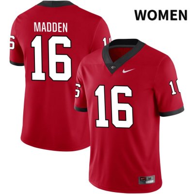 Women's Georgia Bulldogs NCAA #16 C.J. Madden Nike Stitched Red NIL 2022 Authentic College Football Jersey ING2554PX